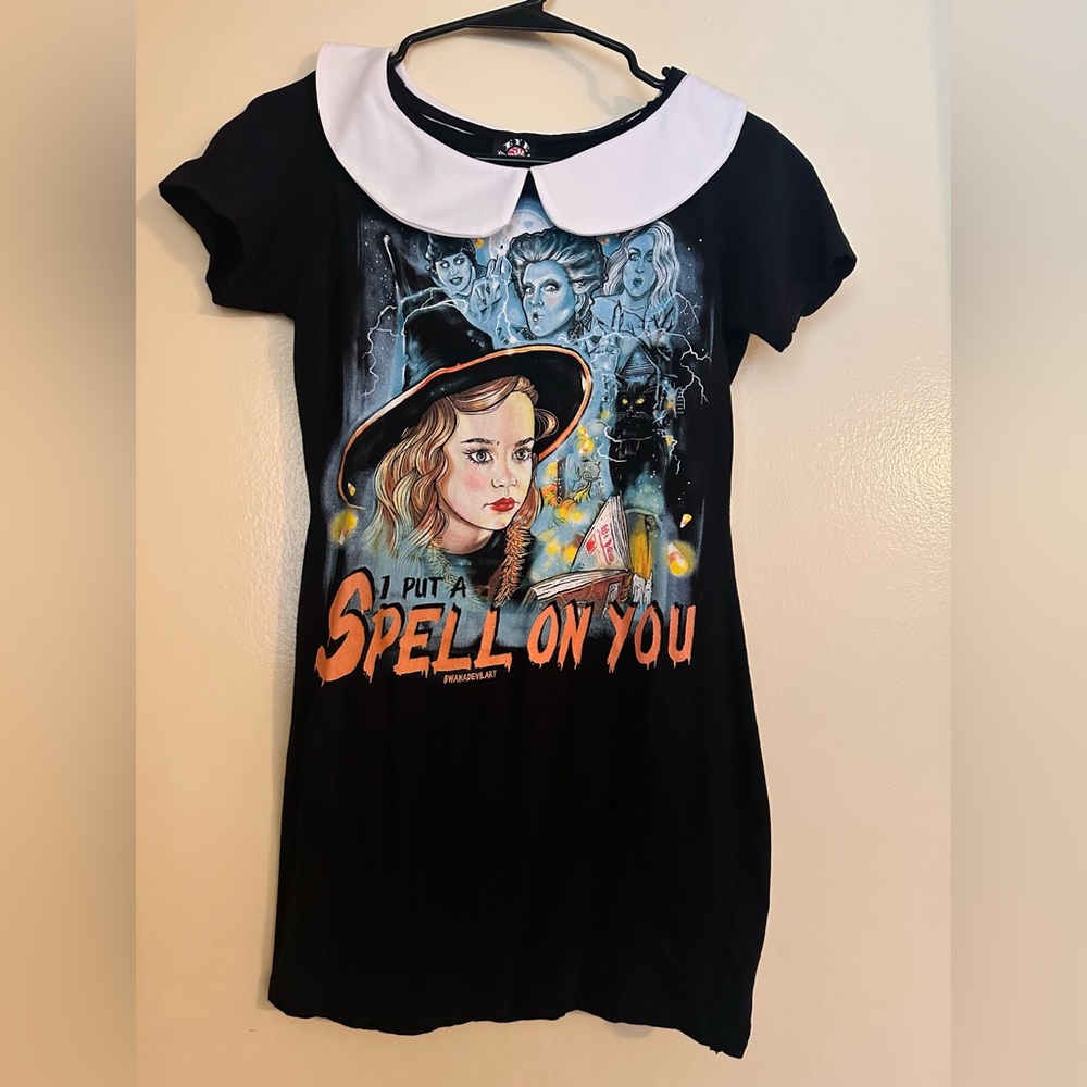 “I Put A Spell on You” Hocus Pocus Peter Pan Collar T-Shirt Dress